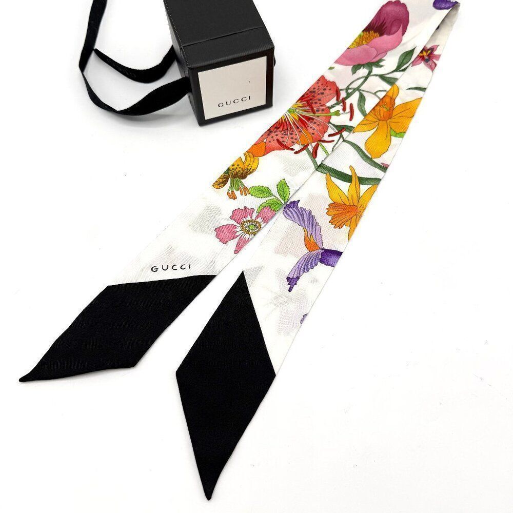 Gucci Black Multicolor Flora Neck Bow